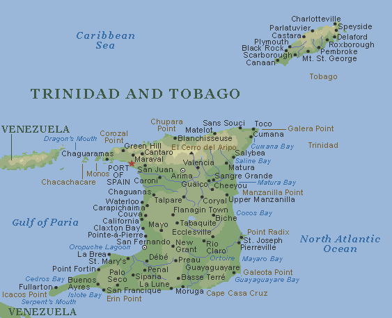 Trindad and Tobago map