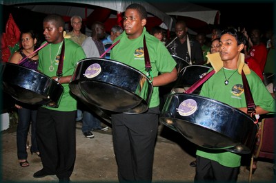 Members of the new single pan band called We Ting added value to the evening's entertainment
