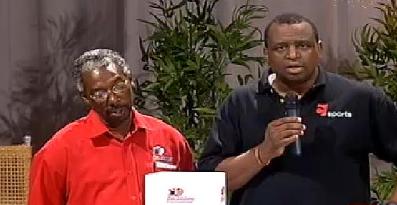 Pan Trinbago Secretary Richard Forteau, at left in picture