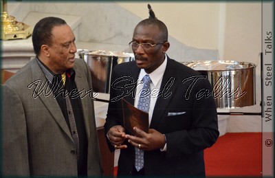 Robert Greenidge (left) with Trinidad/Tobago Minister of Culture Winston Peters (right)