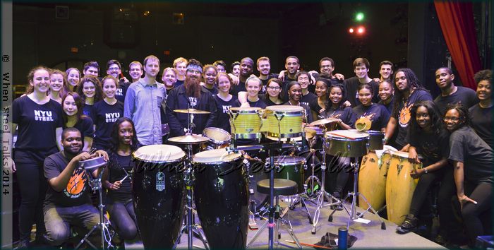 NYU Steel & CrossFire Steel Orchestra members after the 2014 Spring concert