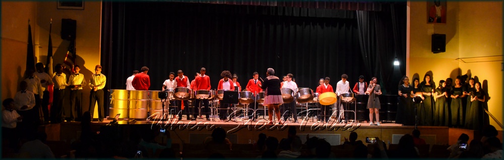 Combined performance of Something Inside So Strong by members of the Major Steelpan Ensemble and Major Chorus