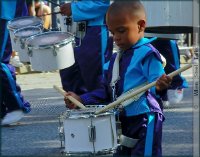 Little drummer from the Baltimore Entertainers contingent which participated in the 41st Annual African American Day Parade in Harlem, New York for 2010