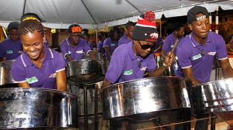 Members of Diatonic Pan Institute of Siparia performing during the Glorious Steel Fest launch held at the Victor Chin Kit Park, Point Fortin on Saturday during the Point Fortin Borough Day 2014 celebration launch.