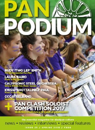 Cover of Pan Podium Magazine - the essential magazine for steelpan culture