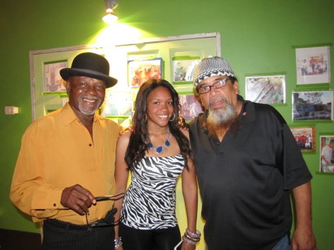 (from left to right) Lord Superior, Marshalls granddaughter Damara Marshall & Calypso Crazy - at February 4th event in honor of what would have been the pan icons birthday (February 6) - image courtesy Cathy George