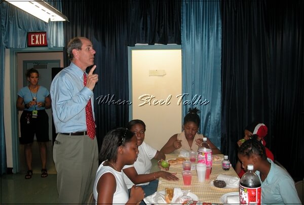 Peter B. Lane, The Mann Center’s President and CEO addresses CYP backstage after their performance
