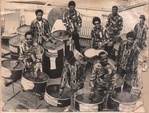 Some of the founding members of Commancheros Steel Orchestra