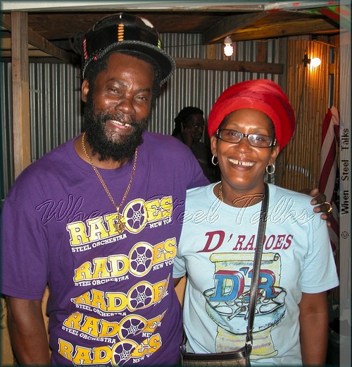 President of D’Radoes Steel Orchestra, Junior “Mann” Samuel, and wife Ingrid at the band’s annual launch