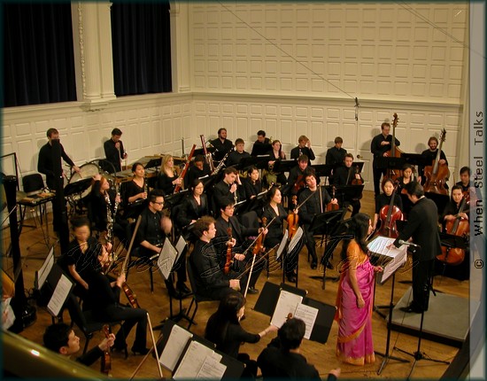 Hindustani vocalist Meena Shivaram performing in  Reena Esmail's Aria at the New Music for Orchestra concert