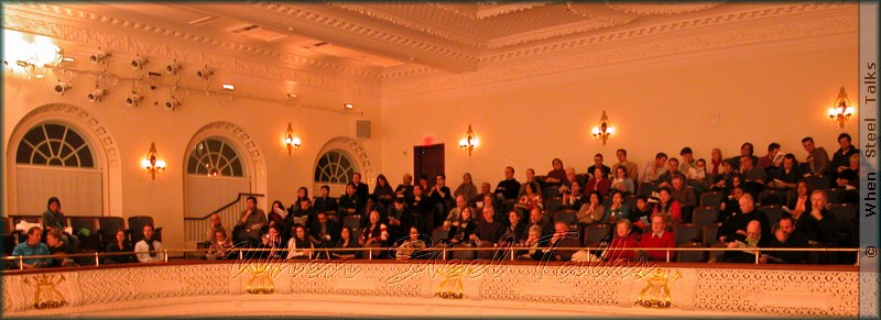 The audience in the balcony of Sprague Hall takes in the New Music for Orchestra concert