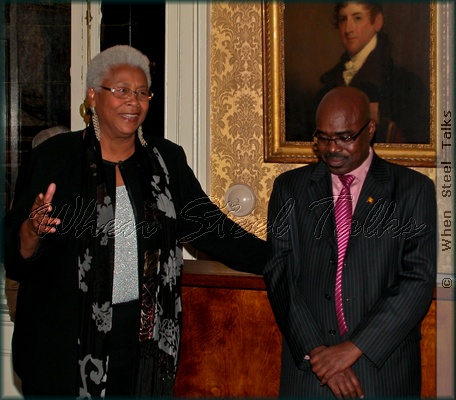 Honorary event hostess Grace Blake (left) makes a point