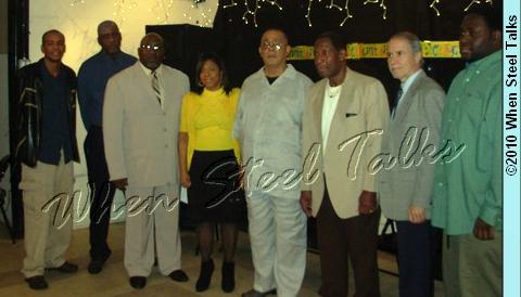 Left to right: Travis Roberts, John James, USSA Chairperson Keith Marcelle, Office of the Brooklyn Borough President - Ann Marie Adamson, USSA Vice Chairperson Martin Douglas, USSA Chairperson Keith Marcelle, Godfrey Jack - 2nd VP WIADCA, George Dowden and Kamau Hutchinson
