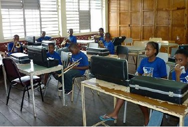 Students participate in the City Angels Programme workshop - Trumpet class