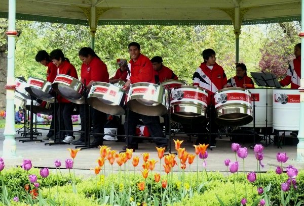 The Trinidad and Tobago Chinese Steel Ensemble performs at St. Stephen's Green