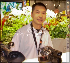 Sony tech Dax Lin demonstrates the company's camcorder line