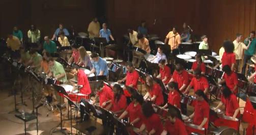 Northern Illinois Steelband and the Miami University (Ohio) Steelband at NIU's Spring 2011 Concert in Dekalb, Illinois
