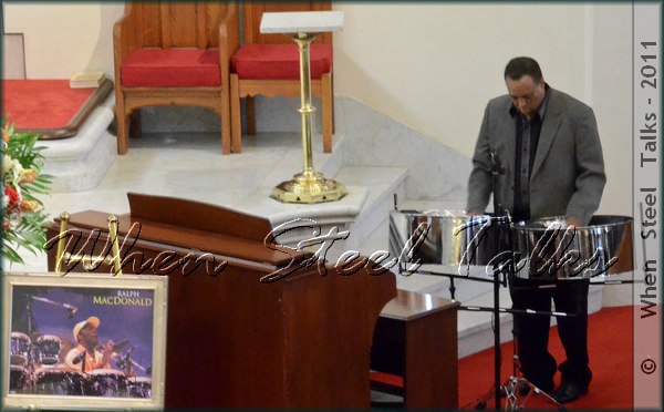 Ace steelpan musician Robert Greenidge plays at Ralph MacDonald's service