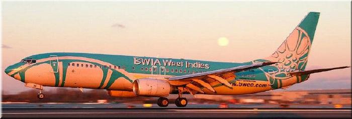 BWIA Trinidad & Tobago national airline  plane with the Steelpan logo