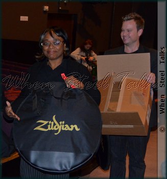 Lucky Lisa Samuel with Zildjian cymbals won in raffle