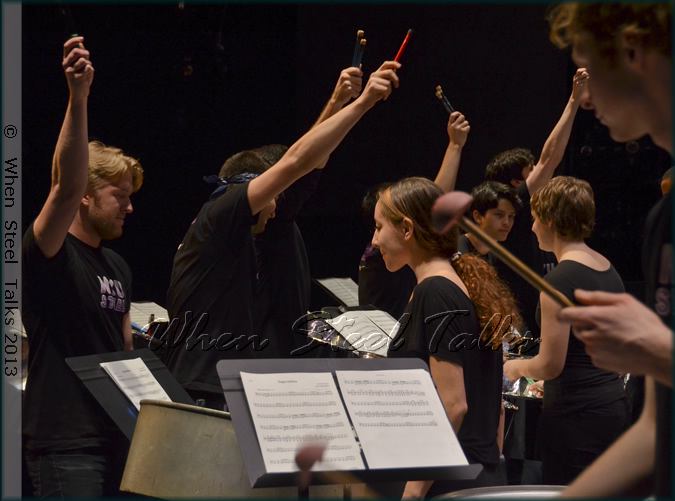 NYU Steels beginning choreography at the start of their performance of Stevie Wonders Superstition