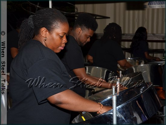 CrossFire Steel Orchestra performs at its 2013 Panyard opening