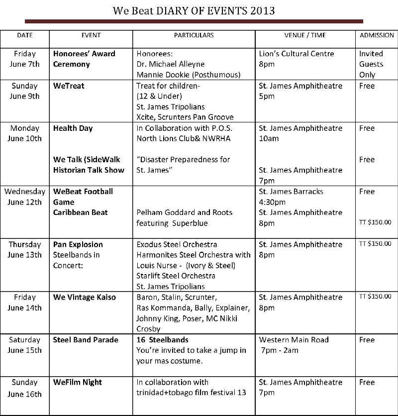 WeBeat 2013 event schedule