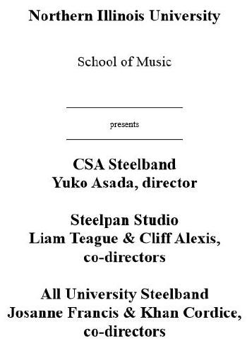 NIU Steel band 2013 Fall concert program cover