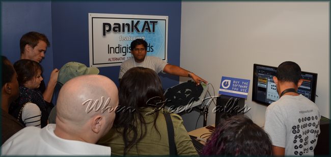 Johann Chuckaree, and creator of the Indigisounds software DAC Acoustic Services' David A. Chow - explain the functioning of the software package to eager listeners and onlookers at IMSTA FESTA NYC 2013
