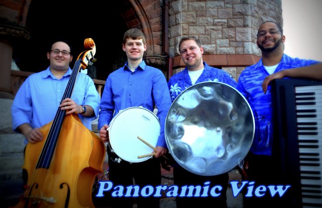Caribbean Jazz quartet Panoramic View with panist Aaron Abrahamson Cote
