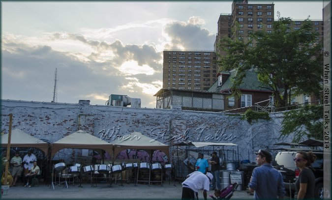 Sun setting behind the Ebbets Field apartment complex