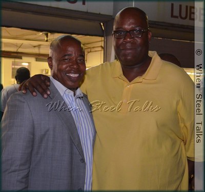 Eric Adams, Brooklyn's Borough President (left), with Anthony Joseph - manager of Metro Steel Orchestra