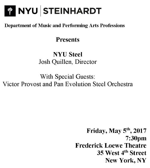 NYU Steel 2017 Spring Concert program cover