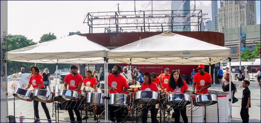 Pan Evolution Steel Orchestra performs at the Brooklyn Steel Pan Fête event