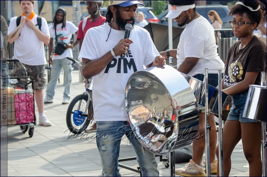 Williams introduces the tenor pan instrument and its core concept to the audience on hand