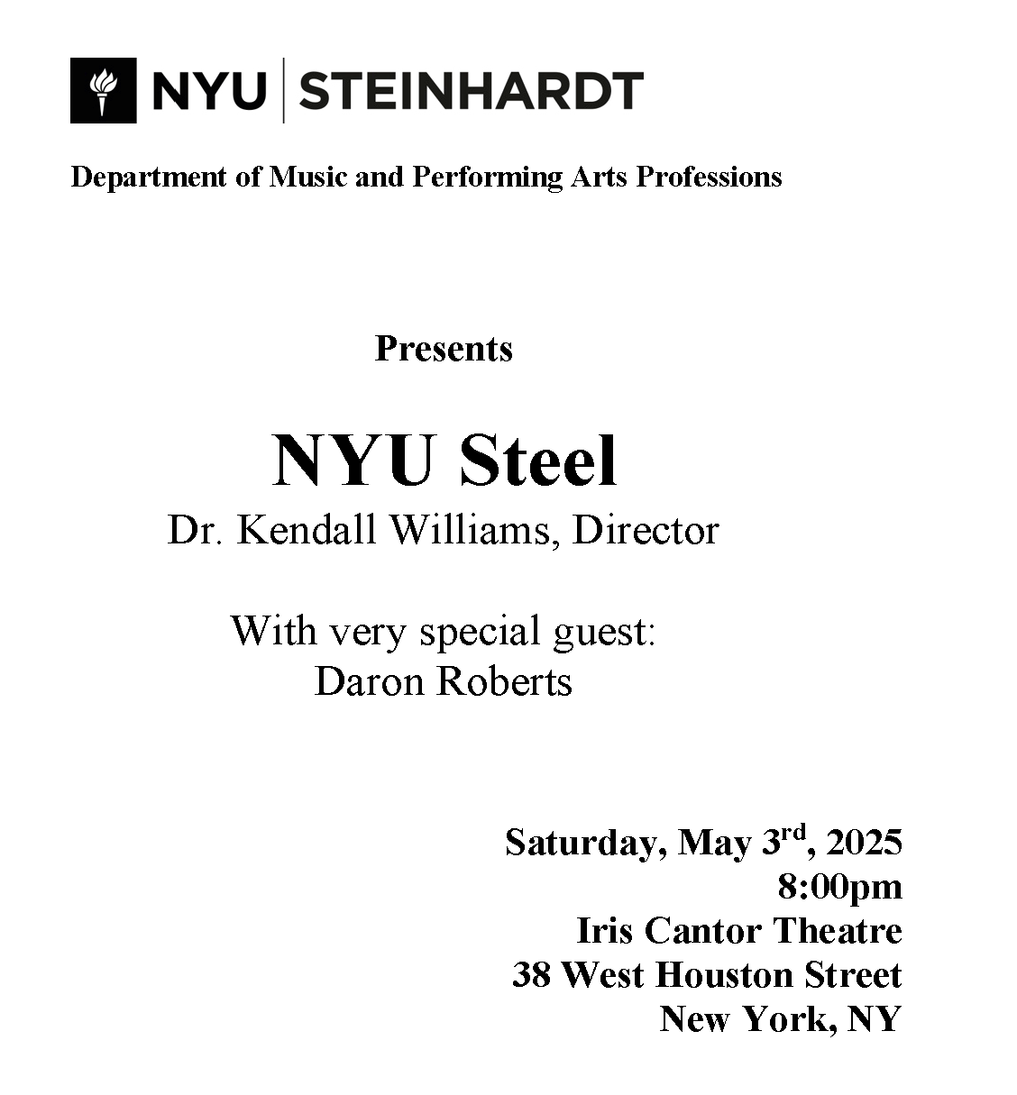 NYU Steel Spring 2025 concert program