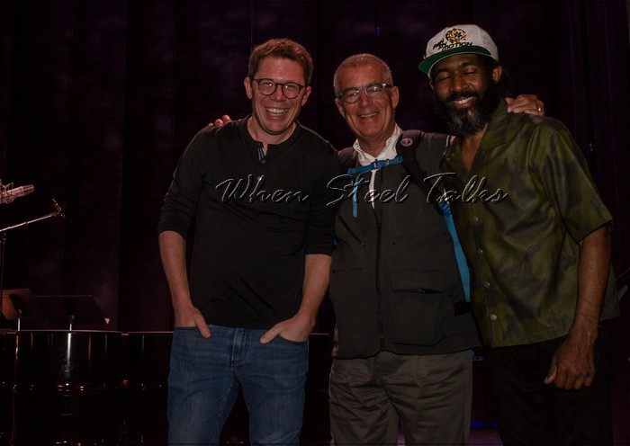 Left to right: Sean Statser, Program Administrator; Jonathan Haas, Director, Percussion Studies Program, and founder of NYU Steel; Kendall K. Williams, Director of NYU Steel