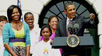 President Barack Obama and first lady Michelle Obama host an event on Olympics, Paralympics and Youth Sport, last Wednesday, on the South Lawn of the White House in Washington