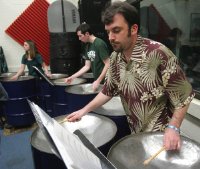Practice time for the University of Akron Steel Drum Band
