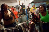 Teshana Archer, left, and Allyssa McLean, right, both of Brooklyn, rehearsed on Wednesday with Despers USA