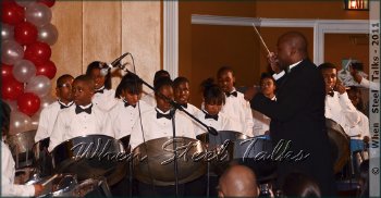 Tichard Chapman conducts steel orchestra at 2011 Meyer Levin winter concert