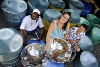 MAKING MUSIC: Lennox Jordan, Sharon Brown and Matthew Davies hope to share their love of the steel drum sound