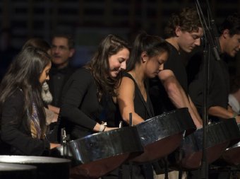 The Steel Pan Orchestra performs at the inauguration of President Clayton Spencer