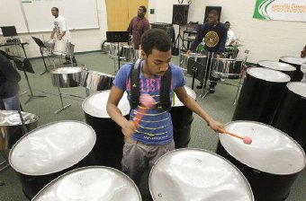 Vonterrious Craig, 16, plays the Six Bass in the band