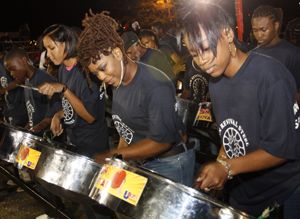 Young women from the band, Pan Revival, during their performance on Thursday nightthe band played Get Something and Wave by SuperBlue, arranged by Sean Ramsey