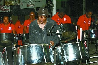 Len Boogsie Sharpe leads Petrotrin Phase II Pan Groove at the bands 40th anniversary celebration.