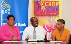 From left to right, Rae Debbie Skinner, Market Head Business Banking RBC; Sherwin Cumberbatch, Marketing Officer, National Cultural Foundation and Karen Pestaina, Event Producer RBC Pan in de City.