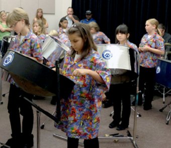The steel drum band at Seminole Springs Elementary performs at the 2012 Florida Music Educators Association Steel Drum Festival.