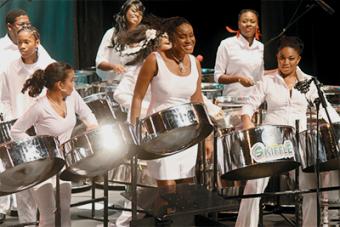 Members of the Junior Sammy Skiffle Steel Orchestra perform during the bands concert at Queens Hall, St Anns, last week