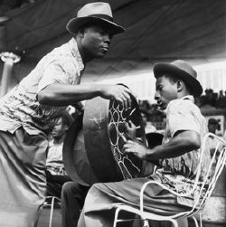 The Trinidad All Steel Percussion Orchestra performs at Londons South Bank Exhibition in 1952